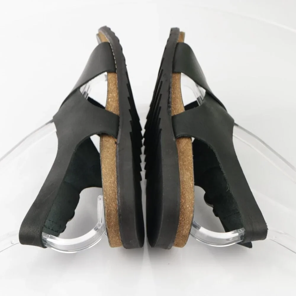 Matisse Womens Arielle Sandal Size 7 Black Leather Slingback Gladiator‎ Lug Sole
